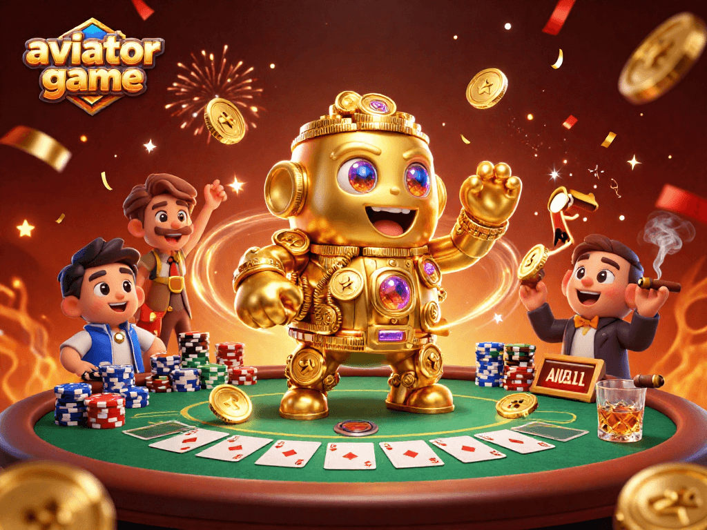 Engage in the thrilling aviator game with vibrant casino elements and golden visuals.