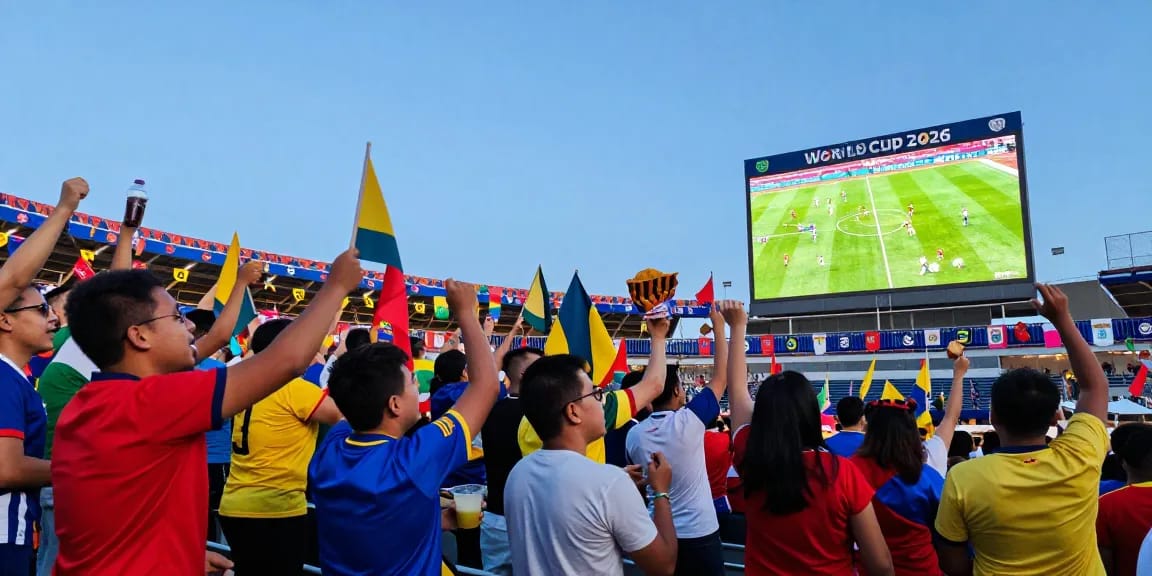 แฟนบอลยิงสดราคาบอลโลกนัดชิงในสนามแข่งขันฟุตบอล
