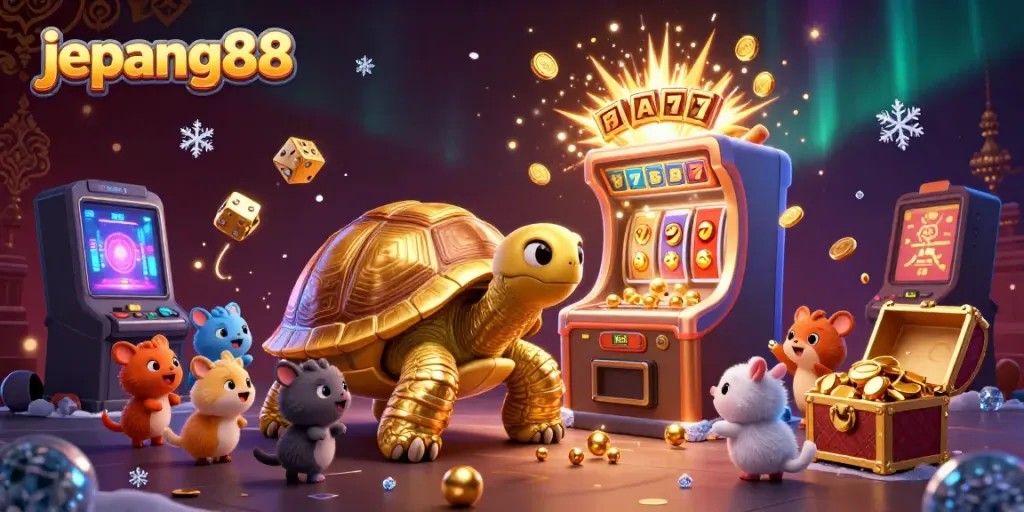 Experience the excitement of jepang88 with a lively scene of animated characters and vibrant casino game elements.
