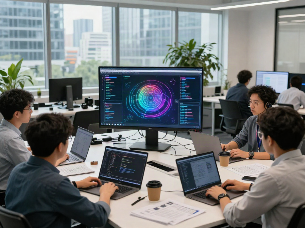 Engineers discussing what are AI tokens in a modern office, highlighting collaborative AI infrastructure.