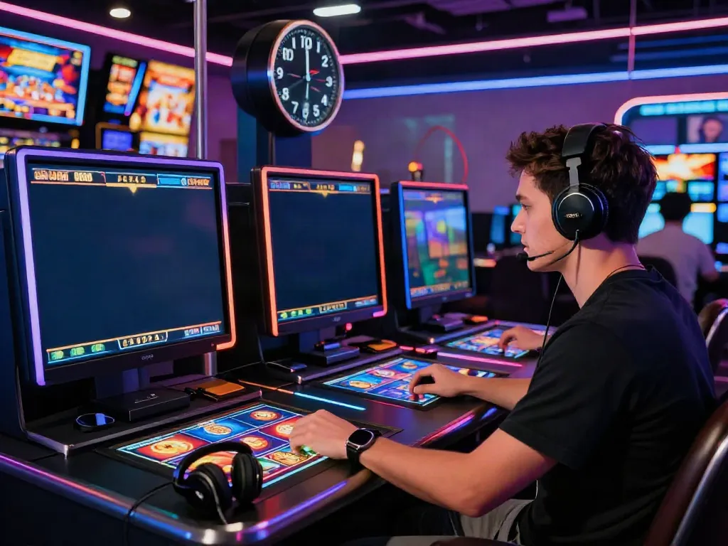 Engaging gaming setup showcasing the link slot777 experience with vibrant slot games and modern technology.