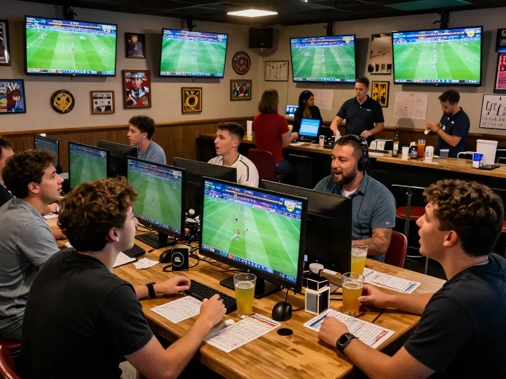 Exciting sports betting atmosphere at WWBOLA with fans enjoying high odds.