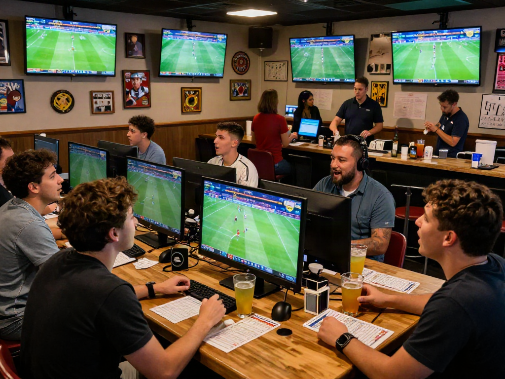 Exciting sports betting atmosphere at WWBOLA with fans enjoying high odds.