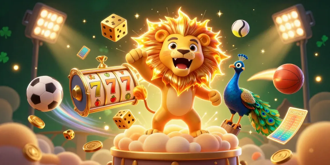 Experience thrilling slot action with a roaring lion, vibrant game elements, and rich casino visuals.