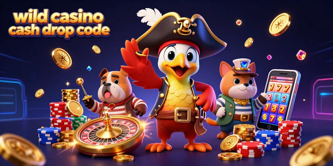 Claim big wins with wild casino cash drop code in this exciting pirate-themed casino illustration.