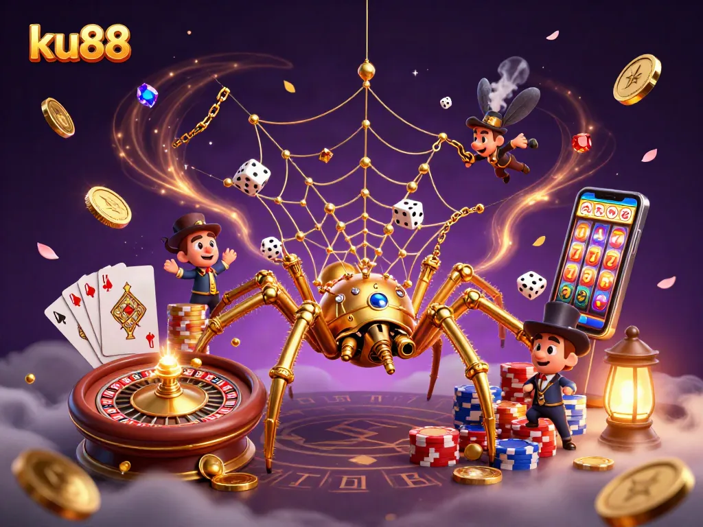 Engage with ku88’s vibrant gaming world, featuring intricate designs and casino elements.