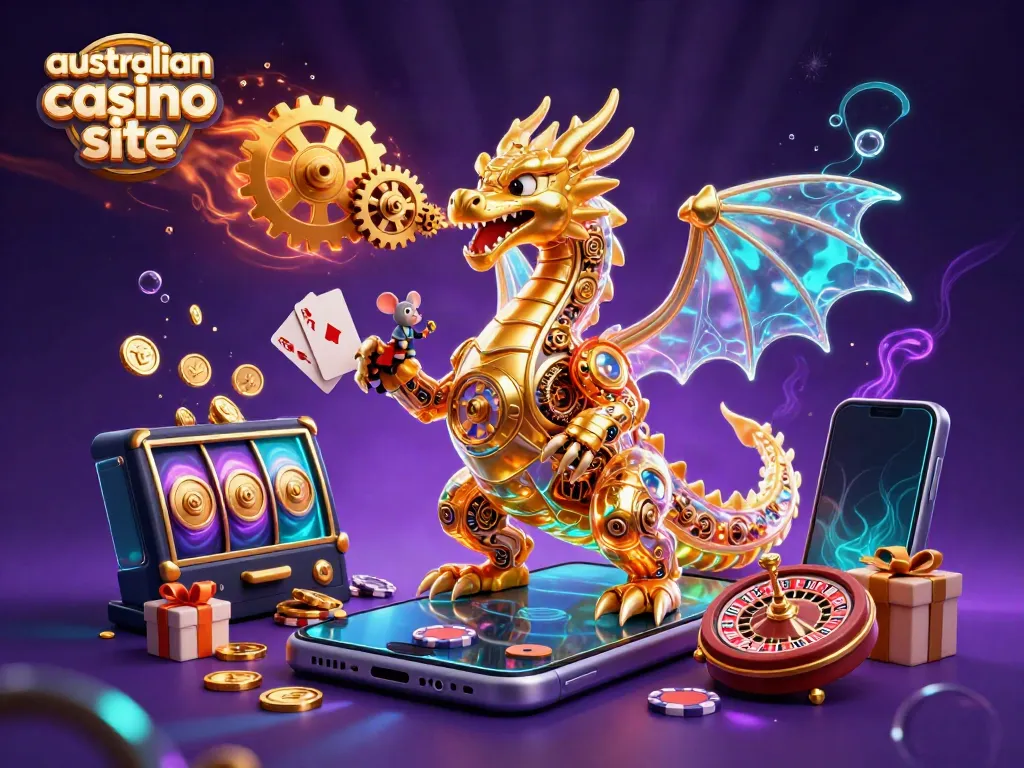 Experience exciting gaming at an australian casino site with vibrant slot games and dynamic characters.