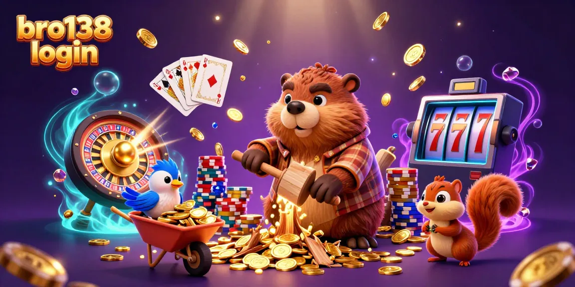 Experience exciting gameplay with bro138 login, featuring vibrant cartoon characters and casino elements.