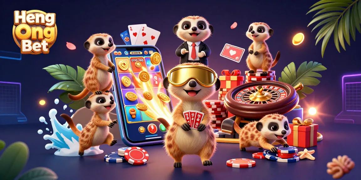 Experience the thrilling Heng Ong Bet gaming adventure with lively meerkats managing a rich casino scene.