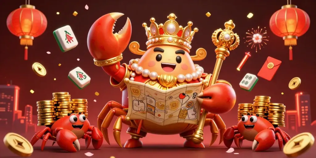 Engage in Đăng Nhập RIKBET with the golden crab emperor and shimmering gaming elements.