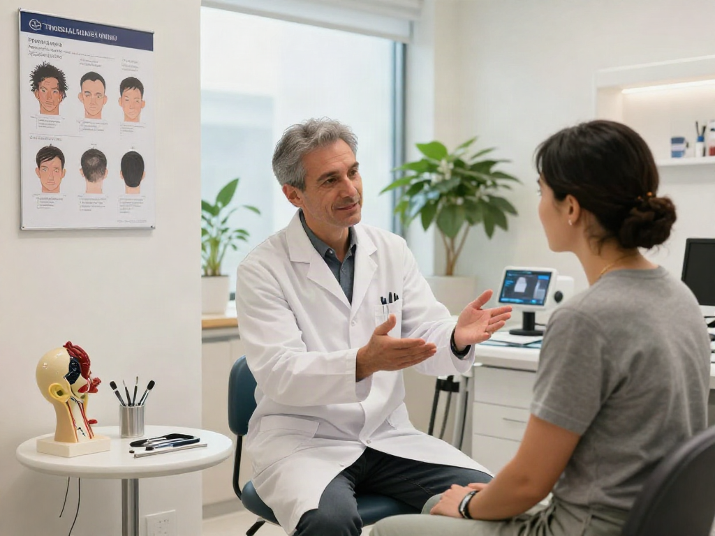 Hair transplant istanbul consultation with a professional surgeon in a modern clinic.