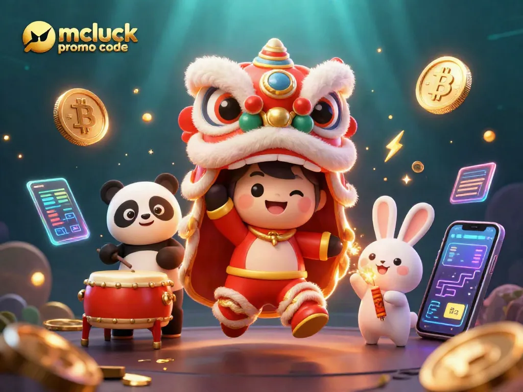 Engage with the mcluck casino promo code through this vibrant 3D illustration showcasing festive casino elements and characters.