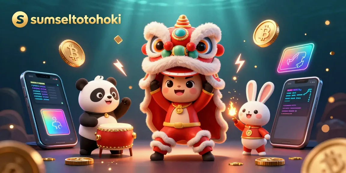 Engage with the vibrant festivities of sumseltotohoki showcasing a lion dance, illuminated by crypto-themed decorations.
