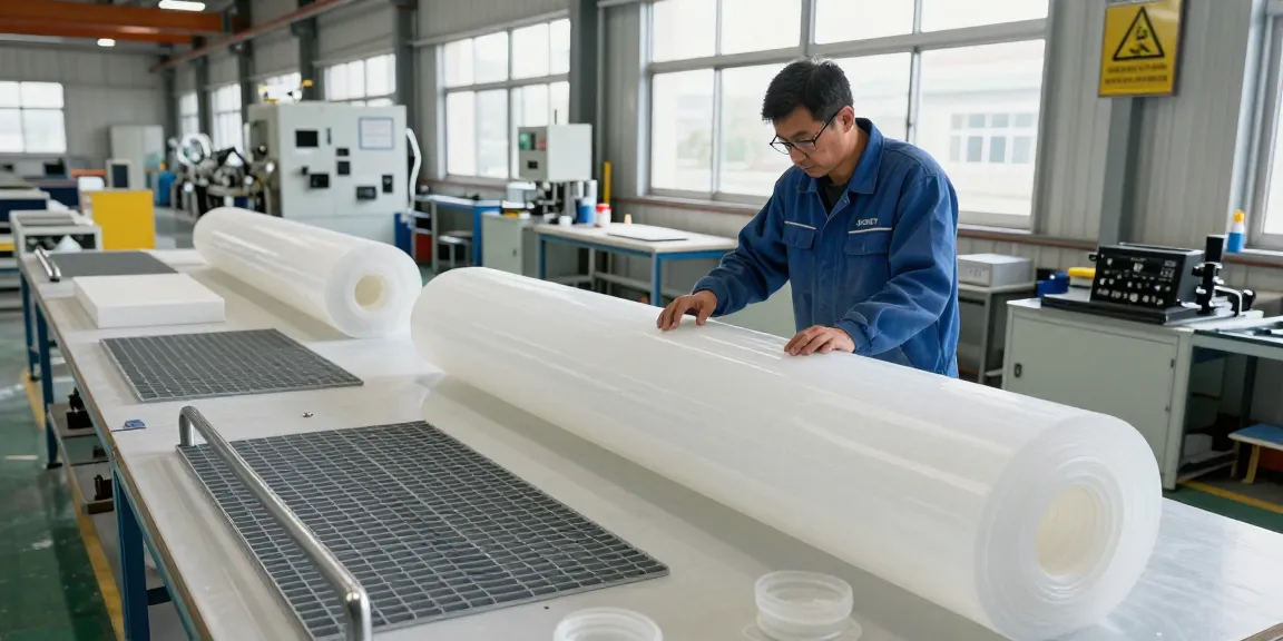 Engineered Composites technician inspecting GRP products in a modern manufacturing facility