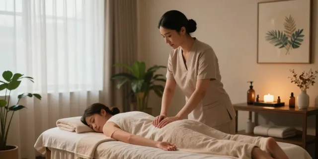 수원토닥이가 제공하는 아로마 마사지 공간의 아늑한 분위기