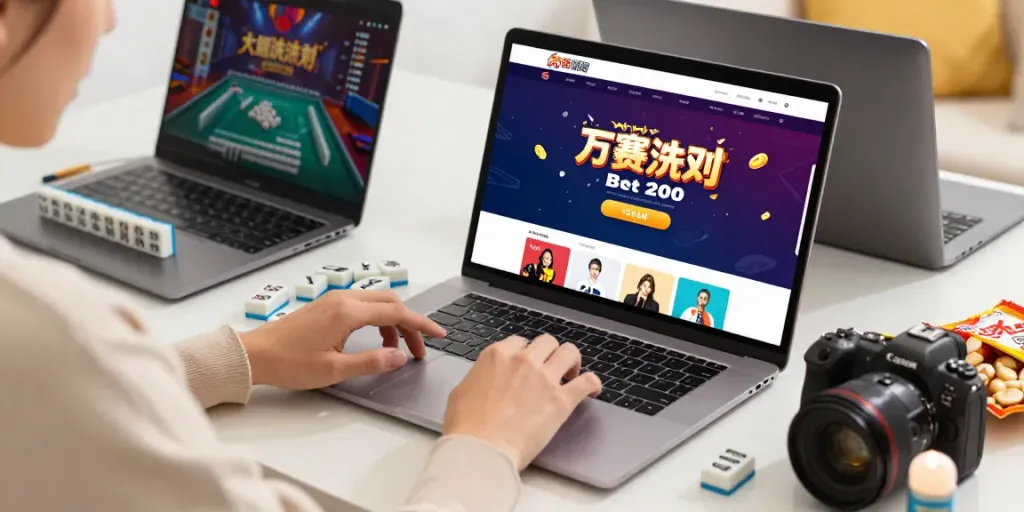 CIKA4D user engaging with Mahjong Ways Bet 200 on a laptop in a cozy gaming setup.