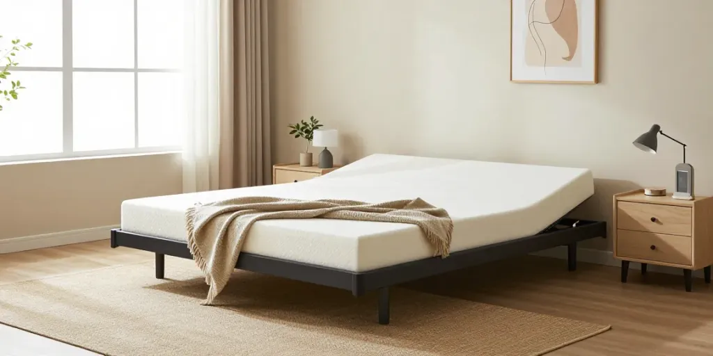 A stylish fold up bed in a minimalist bedroom, showcasing modern design and cozy decor.