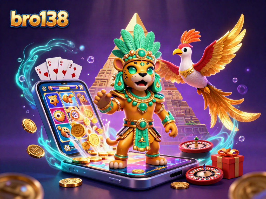 Experience excitement at bro138 with colorful slot games amidst vibrant casino elements.