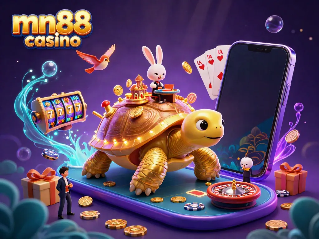 Experience the vibrant excitement of mn88 casino with colorful slot games, golden coins, and lively characters in action.