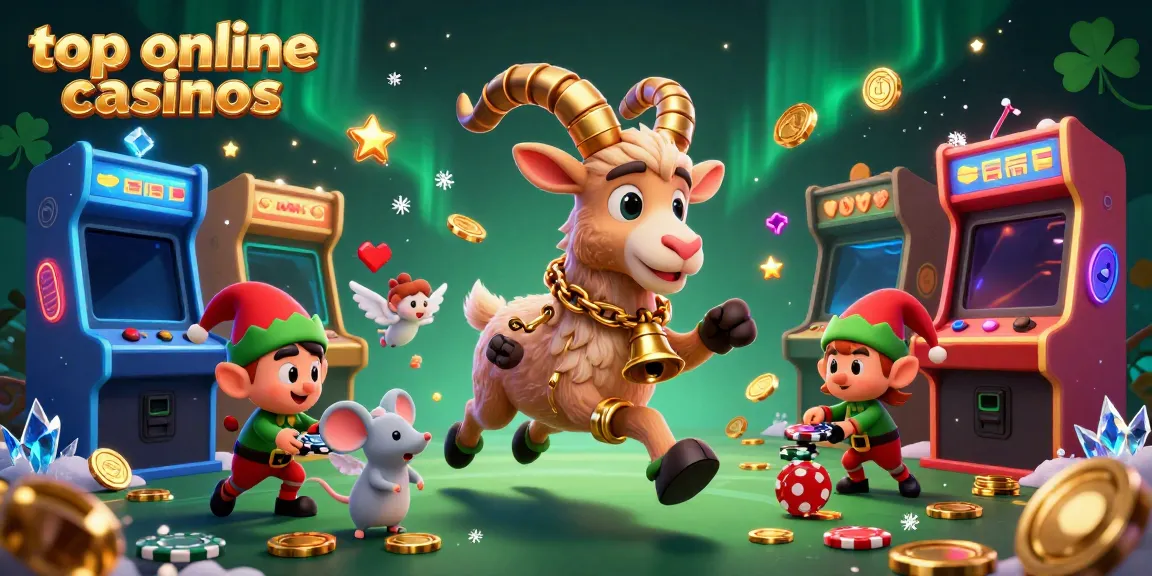Experience excitement at the top online casinos with a lively scene featuring Krampus and festive characters.