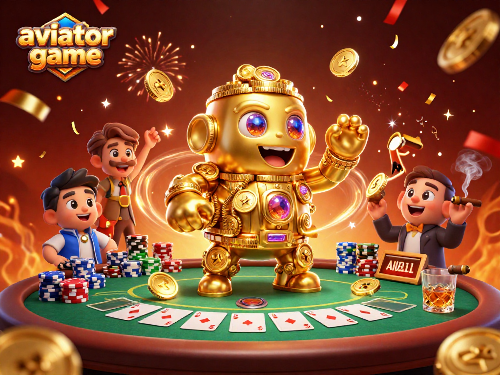 Engage in the thrilling aviator game with vibrant casino elements and golden visuals.