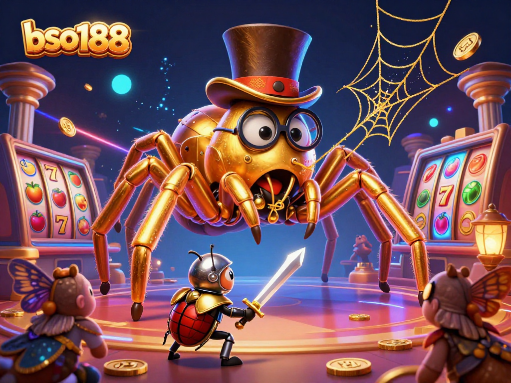 bso188 offers thrilling slot games with vibrant jackpots and engaging characters in a 3D casino scene.