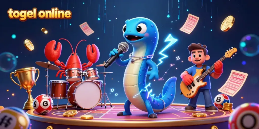 Experience thrilling togel online action with a lively underwater casino scene featuring a DJ electric eel and animated characters.