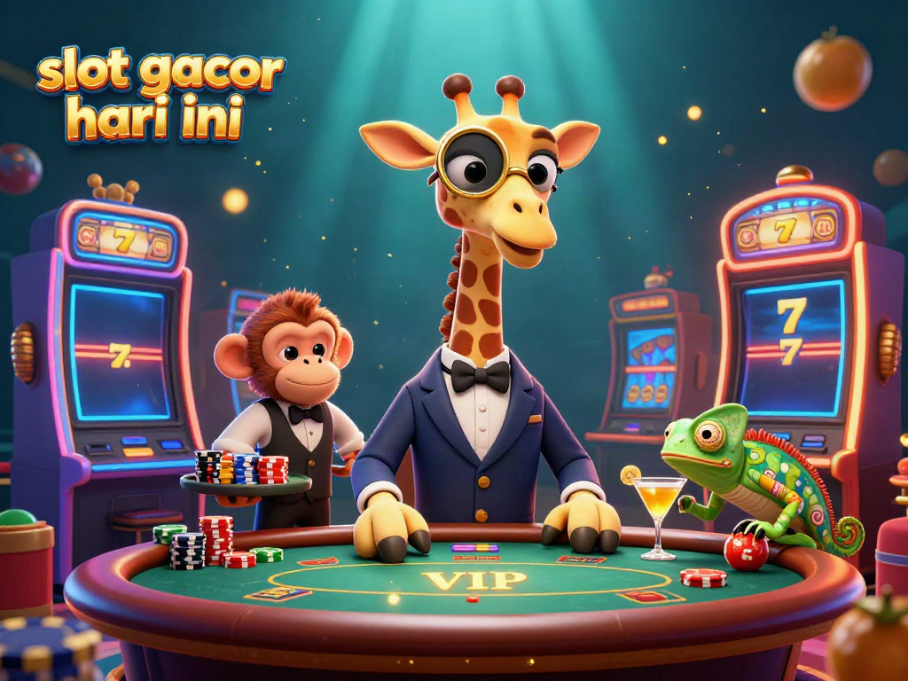 Experience winning excitement with slot gacor hari ini in this vibrant 3D casino scene.