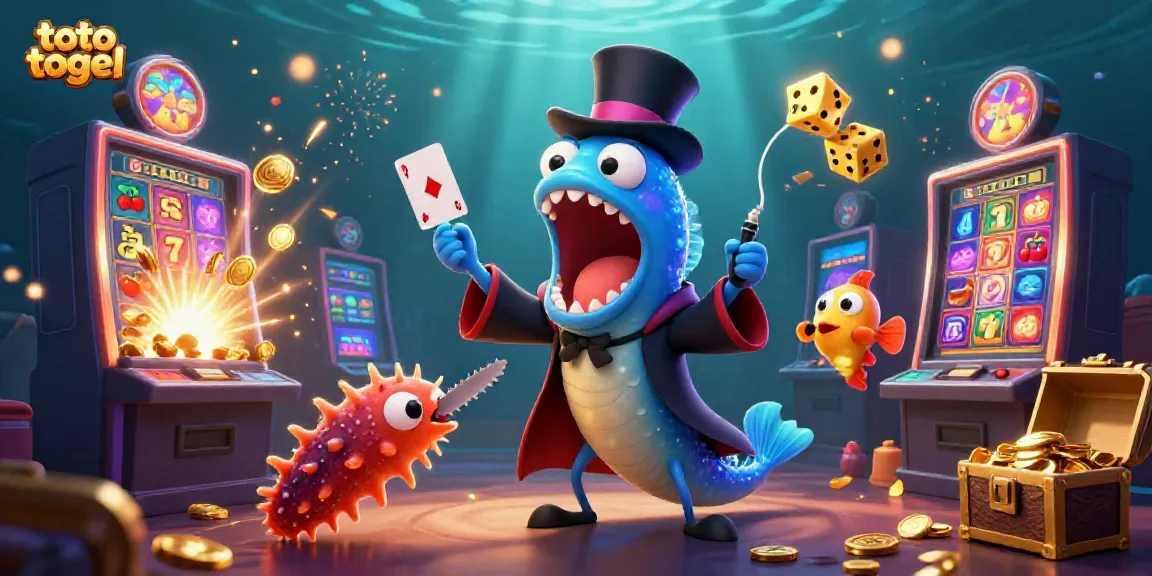 Experience the excitement of toto togel with vibrant underwater casino characters and jackpot elements.