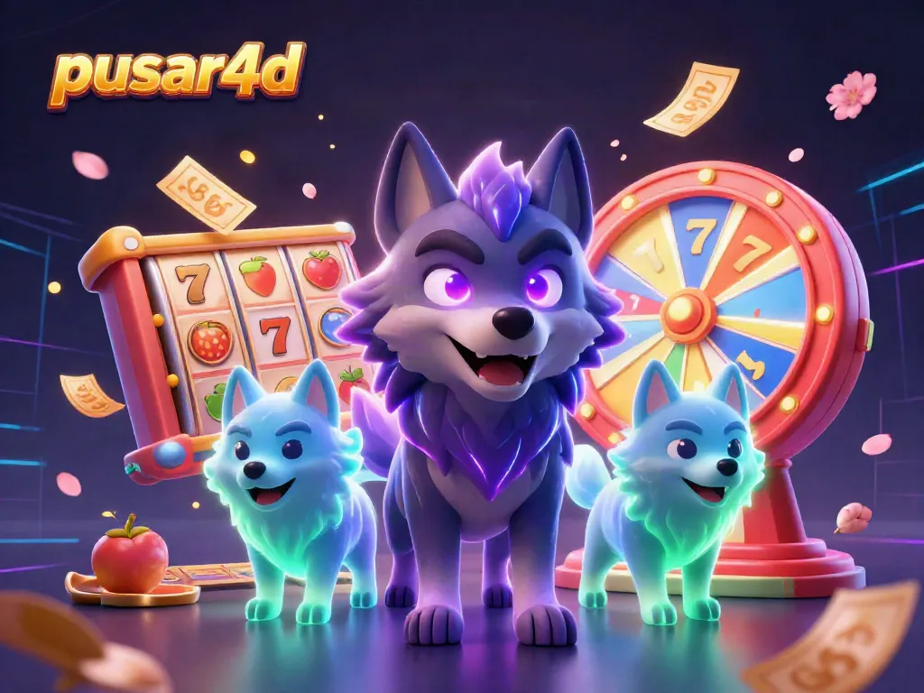 Spin and win with pusar4d's thrilling slot reels surrounded by energetic ghostly wolves.