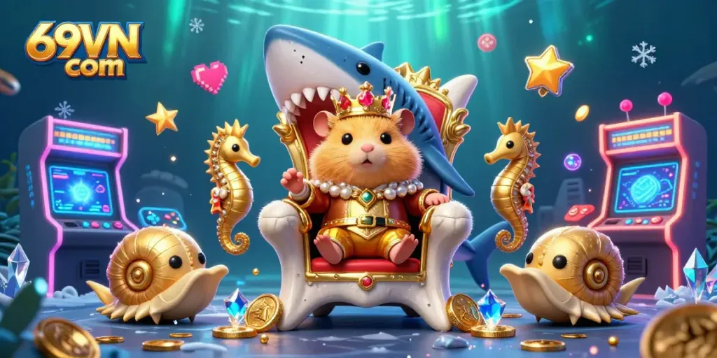 Experience thrilling gameplay at 69VN com as a golden hamster king rules over a vibrant casino world.