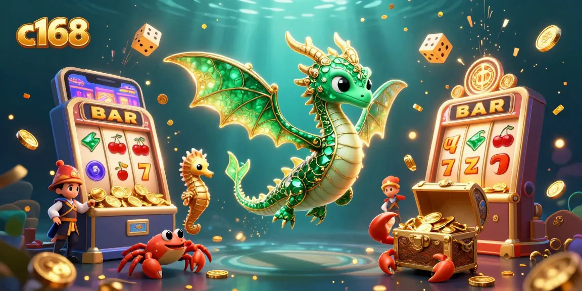 Experience winning strategies with c168 in this vibrant casino illustration featuring magical sea creatures.