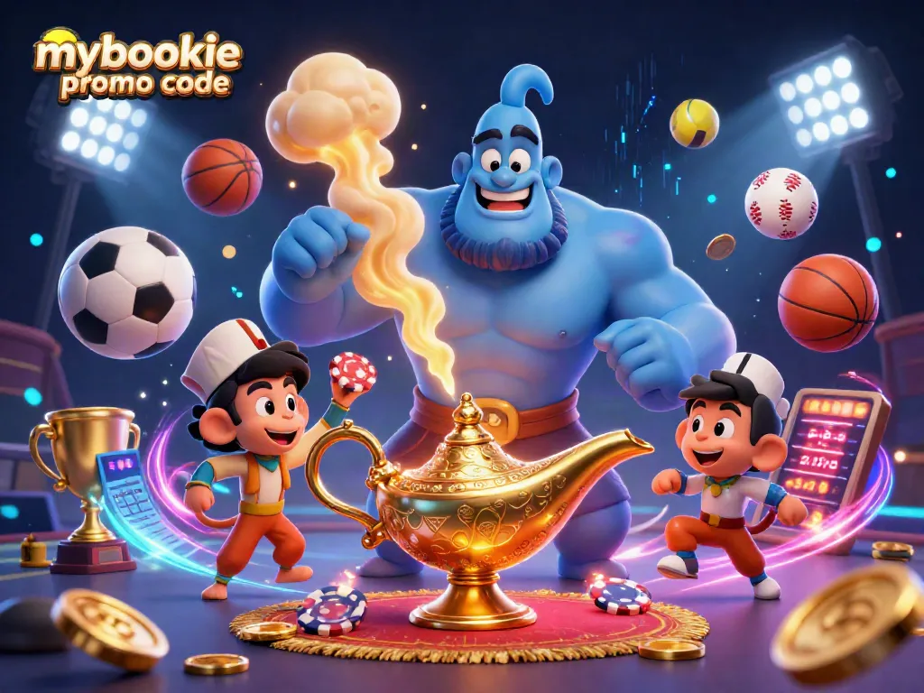 Experience thrilling wins with the latest mybookie promo code in this vibrant sports betting illustration.