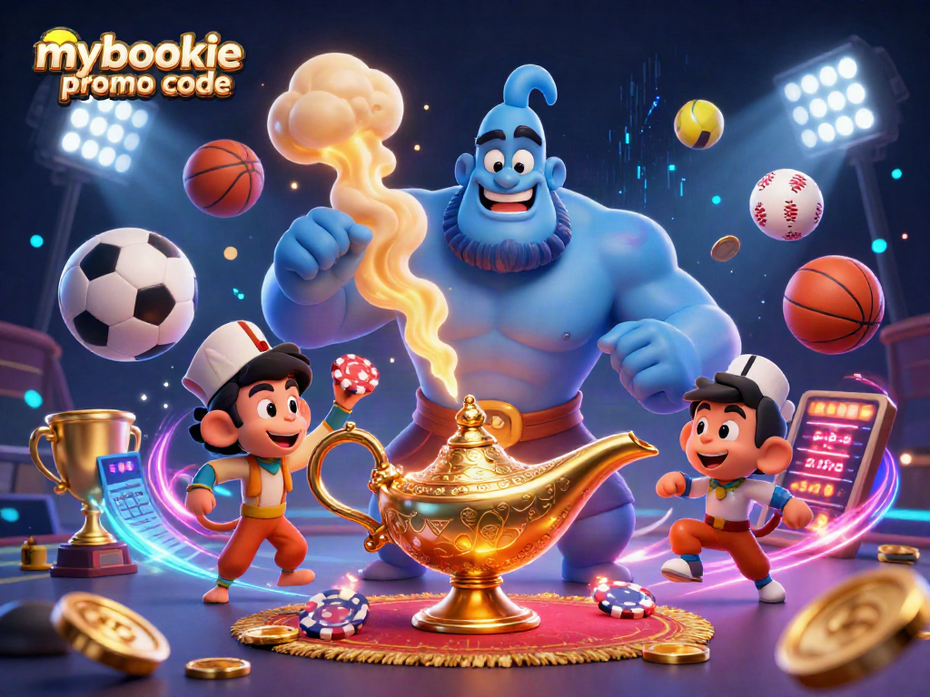 Experience thrilling wins with the latest mybookie promo code in this vibrant sports betting illustration.