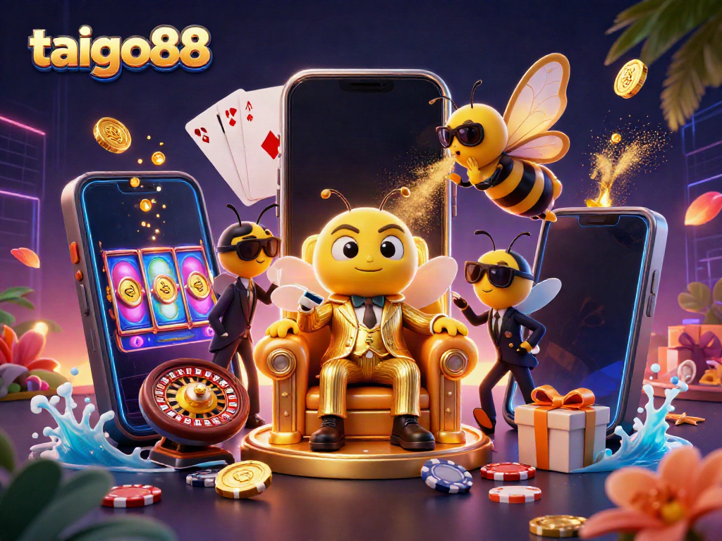 Experience exciting wins at taigo88: vibrant 3D casino scene with dynamic gaming elements and characters.