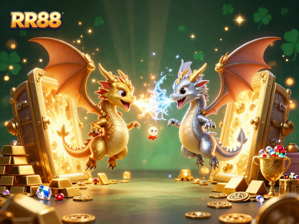 Experience the thrilling action of RR88 with dragons amid a treasure-filled casino realm.