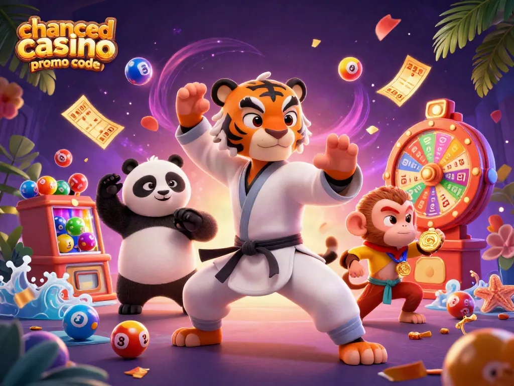 Engage with the vibrant chanced casino promo code scene featuring playful characters in a lively lottery setting.