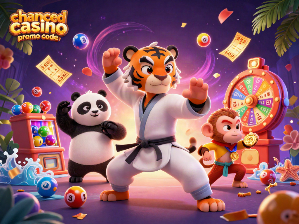 Engage with the vibrant chanced casino promo code scene featuring playful characters in a lively lottery setting.